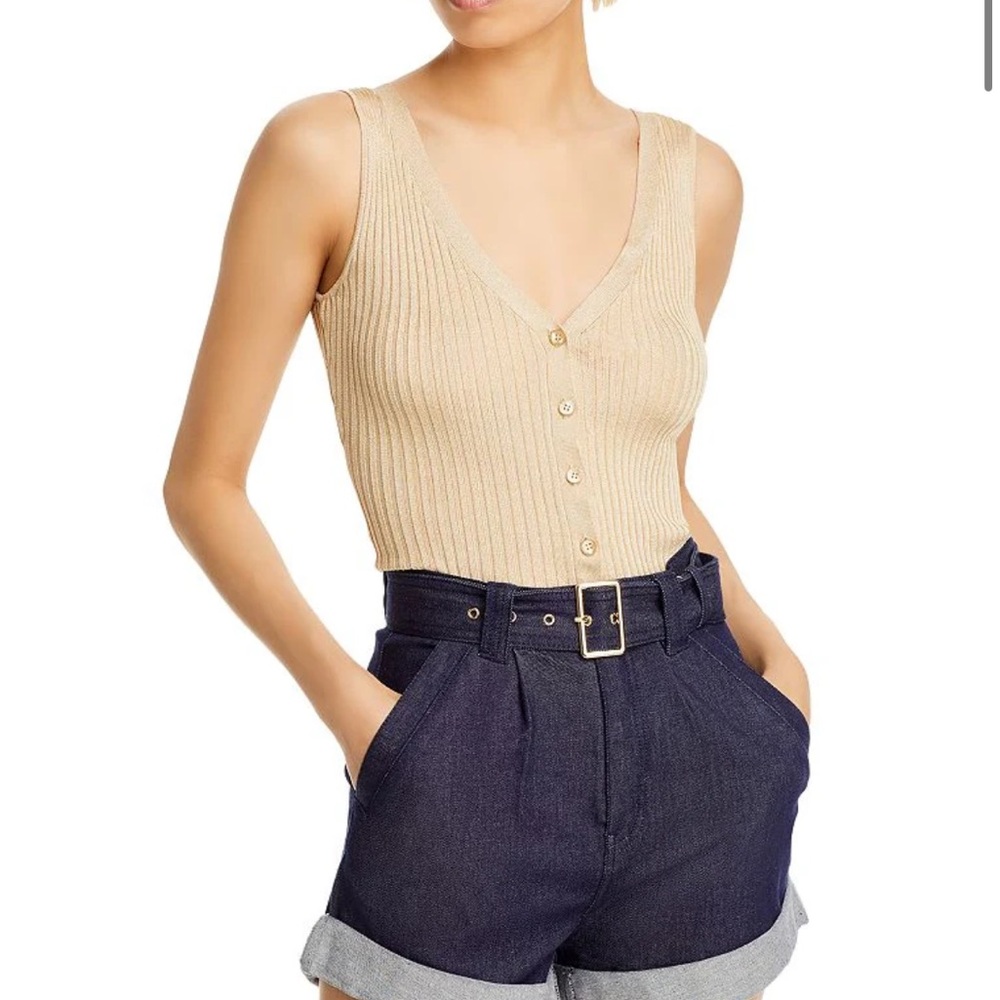 NWT Generation Love Sofia Ribbed Metallic Gold Tank